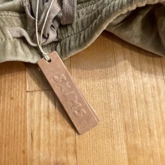 SKIMS Pants Kim Kardashian Velour Track High Rise Wide leg Lounge Gold Pockets M - Picture 8 of 12